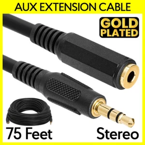 3.5mm Extension Cable 75 Feet Aux Extender Cord 1/8" Stereo Cable Headphone PC - Picture 1 of 3
