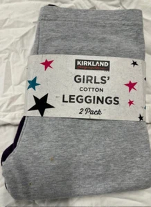 KIRKLAND GIRLS COTTON LEGGINGS 2 PK (GRAY/PURPLE 5/6)NWT - Picture 1 of 3