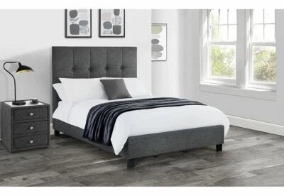Julian Bowen Sorrento Slate Grey Fabric Upholstered Bed 4FT6 Double 5FT King - Image 1 of 4