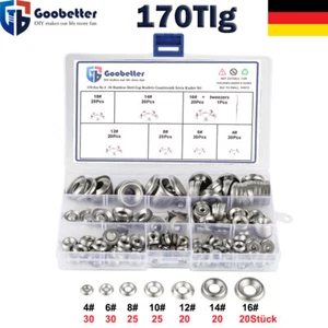 170tlg Senkkopf Scheiben Set Edelstahl 4#-16# Cup Unterlegscheiben Sortiment Kit - Bild 1 von 13
