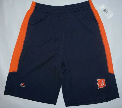 Detroit Tigers MLB Baseball YOUTH KIDS Athletic Shorts Majestic SAMPLE HOLE NEW Cover