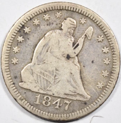 1847 SEATED LIBERTY QUARTER ~ SOLID FINE ~ PRICED RIGHT! - Image 1 of 2