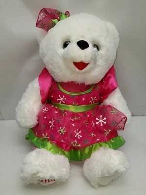 Dan Dee Collector Choice Snowflake Teddy Bear 18" White Pink Green Dress 2014  - Image 1 of 4