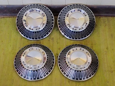 65 66 Ford Dog Dish HUB CAPS 10 1/2" Set of 4 Galaxie 500 HIPO 1965 1966 - Image 1 of 4