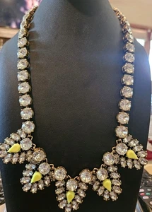 J. Crew Crystal and Neon Statement Necklace With Large Faceted Rhinestones  - Picture 1 of 2