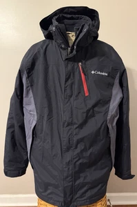 Columbia Interchange Black Jacket Omni-Tech Waterproof Hooded Men's Large 3-in-1 - Picture 1 of 16