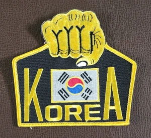KOREA - TAEKWONDO Martial Arts Patch - Yellow Fist with Flag - Picture 1 of 5