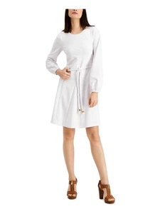 MICHAEL MICHAEL KORS Womens White Tie Closure Godets Sleeve Dress XS - Picture 1 of 3