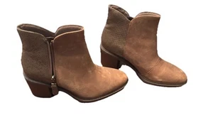 Clarks Collections Women's Brown Suede Heeled Ankle Boot Bootie Size 8M Side Zip - Picture 1 of 14