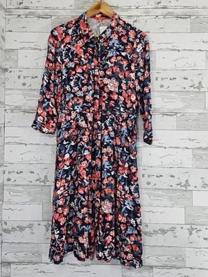 Vestido Floral Joules Winslet Cintura Ajustada Bolsillos Mujer 8 Rosa Rojo Azul Foto 1 de 4