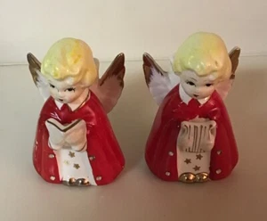 Napco Lefton Era Vtg Christmas Angels GOLD Music And Prayers Candle Holder Set - Picture 1 of 6
