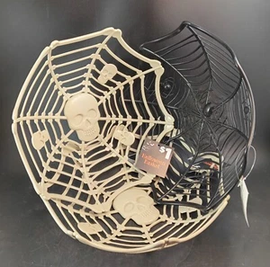3 Halloween Baskets : 2 Skeleton 1 Spiderweb NWT - Picture 1 of 2