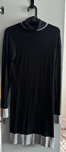 Lipsy Size 12 Eur 40 Ladies Black High Neck Long Sleeve Bodycon Knitwear Dress - Picture 1 of 9
