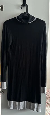 Lipsy Size 12 Eur 40 Ladies Black High Neck Long Sleeve Bodycon Knitwear Dress - Image 1 of 4