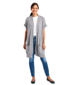 $168 NEW Vineyard Vines Relaxed Dolman Open Front Cardigan MERINO WOOL Gray XS S - Picture 1 of 5