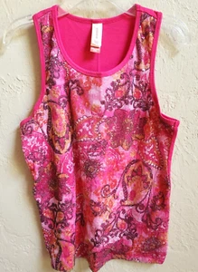 No Boundaries Tank Top Girls XXL/2XG 18 Pink Paisley Racer Back Sparkly Sequins - Picture 1 of 11