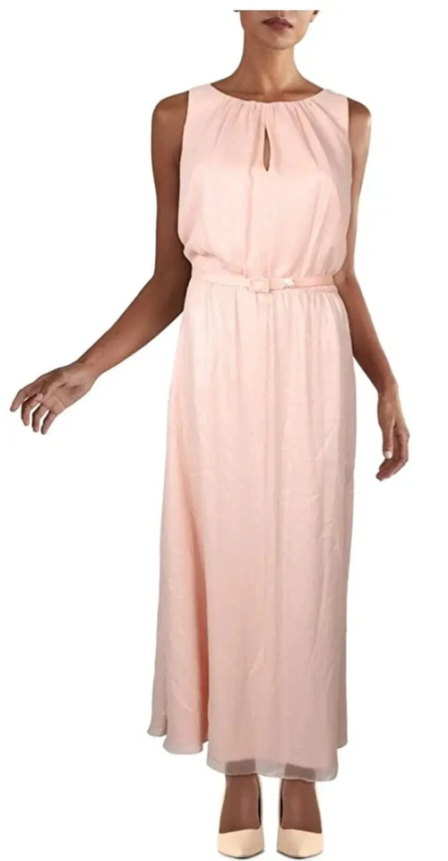Lauren Ralph Lauren Chiffon Dress Womens Pink 253861615001 Sz 10 Ladies