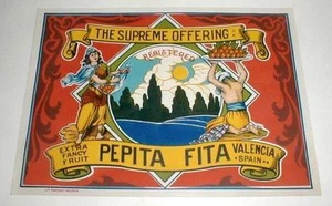 20er Jahre Valencia Spanien orange Kiste Etikett Obstangebot - Bild 1 von 1