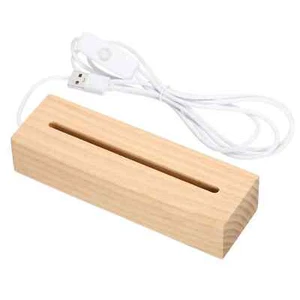 LED Light Rectangle Wooden 5.91" White Light Display Base Stand Wood - Picture 1 of 8