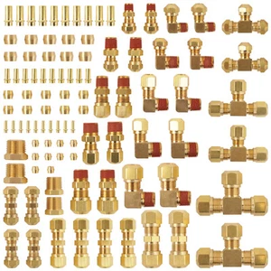 Brass DOT Push-in Fitting Assortment Kit 101 pcs w/ Air Tubing - Picture 1 of 6