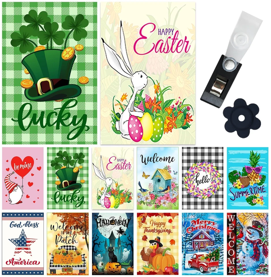 YILEQI Seasonal Garden Flags Set of 12 Double Sided Spring Mother's Day Garde...