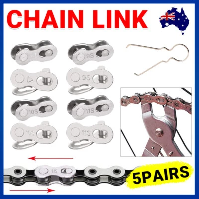 6/7/8/9/10/11 Speed 5 Pairs Bike Chain Master Link Connector QR + Simple Tool AU - image 1 of 4