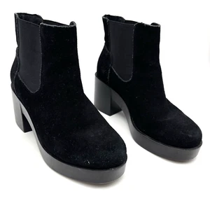 Botas de plataforma Anthropolgie SixtySeven negras de gamuza de cuero con tacón ancho 7,5 38 - Imagen 1 de 18