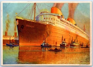 Postcard Norddeutcher Lloyd Bremen Four Screw Steamer Ship Bremen Art 6x4 C53 - Picture 1 of 2