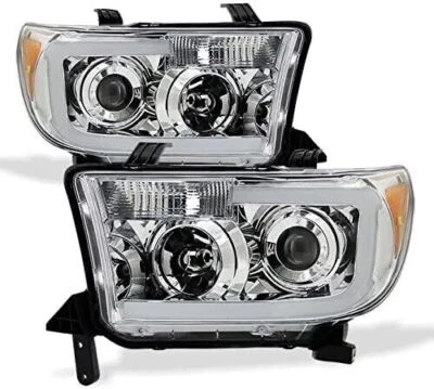 CHROME LED OPTIC Headlights Set LH+RH For 07-13 Toyota Tundra 08-17 Sequoia - Image 1 of 4