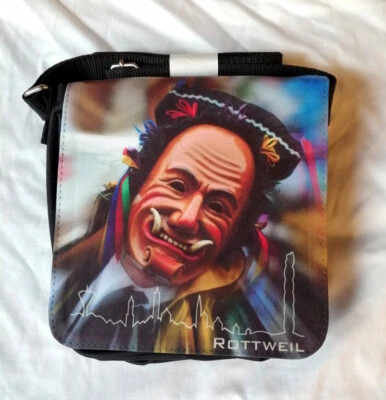 Schultertasche Rottweiler Fasnet - Federahannes mit Skyline - Bild 1 von 2