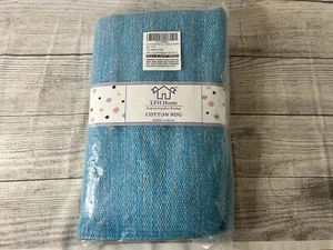 LFH Home Handmade Baumwolle Yogamatte Baumwollteppich Picknickmatte für Training, Blau 72x26 - Bild 1 von 2