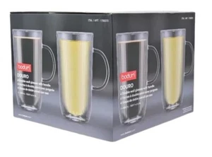 Bodum Douro Double Wall Glasses with Handle 4Pc Set 13.5 fl oz Dishwasher Safe - Picture 1 of 4
