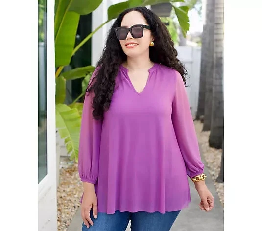 #1326 девочка с изгибами Y-образным вырезом вязаный сетки блузка размер L - Изображение 1 из 1