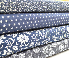 NAVY CHRISTMAS PRINTED FABRIC -  100% Cotton Metallic Material 110cm wide