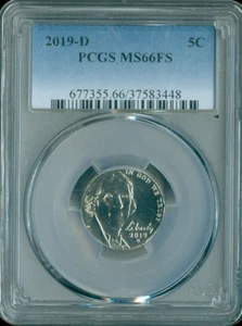 2019 D Jefferson Nickel PCGS MS66 FS qualità - Foto 1 di 2
