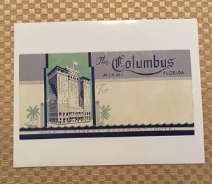 The Columbus Hotel Glossy Die Cut Sticker Vintage Ephemera Miami Florida Retro - Picture 1 of 6