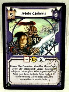 Moto Gaheris Experienced Unicorn Personality L5R CCG Signed Michael Phillip Card - Picture 1 of 4
