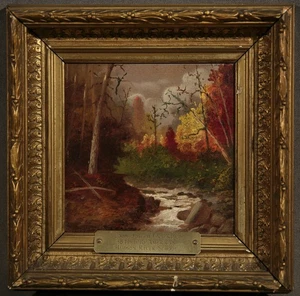 Autumn Forest & River Hudson River School Gemälde Att. an Johannes Joseph Enneking - Bild 1 von 11