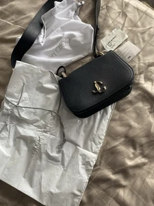 Jimmy Choo Varenne Avenue Handbag Shoulder Strap Dust Bag Included.Black Leather - Picture 1 of 6