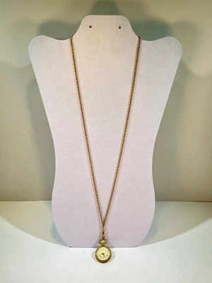 Vintage Bucherer Gold Plated Pocket Watch Necklace with Ornate Chain Design - Image 1 of 4