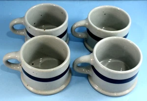 Dansk BLT Mugs / Cups Blue Rings * Set of 4 * Japan 2 7/8" H 3 3/4" Dia. V. NICE - Picture 1 of 4