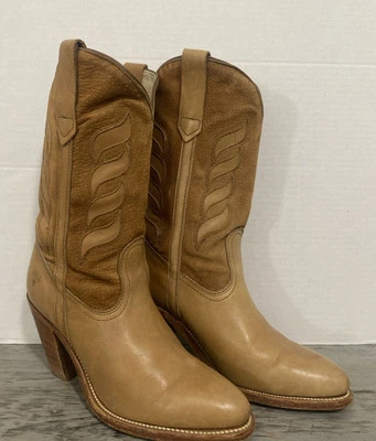 BOTAS DE TACÓN ALTO DE CUERO VAQUERA VAQUERA VINTAGE AÑOS 80 FRYE #7375 TALLA 7B Foto 1 de 4