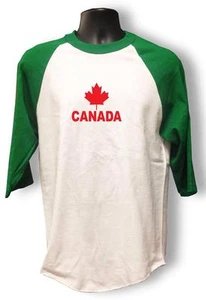 NUOVE magliette uomo donna stampate CANADA FOGLIA ROSSA manica 3/4 divertenti raglan BaseBall - Foto 1 di 18