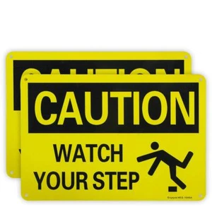 2-Pack Safety Sign Caution Watch Your Step Sign 10"x 7" .04" Aluminum Reflect... - Picture 1 of 7