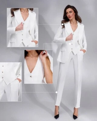 Traje chaqueta informal de moda para mujer con cuello pico de un solo pecho Foto 1 de 4