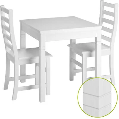 Set bianco acqua tavolo quadrato intagli zampe 2 sedie in Pino 90.70-50BW-Set21 - Immagine 1 di 4