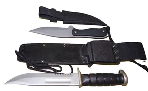 Lot of 2 Military Type Survival Knives, NOS. No Boxes - Picture 1 of 12