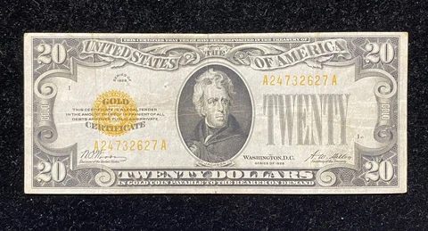 1928 $20 GOLD CERTIFICATE Cover