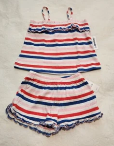 NWT Old Navy Striped Ruffled Tank Top Shorts Outfit Baby Toddler Girl - Picture 1 of 1