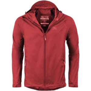 Highlander Stow & Go Packaway Capucha Hombre Chaqueta Impermeable a Prueba Rojo - Imagen 1 de 6